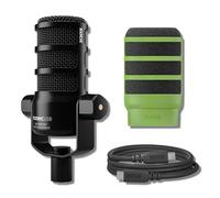 Rode PodMic USB Dynamic Broadcast Microphone (Black) with Green WS14 Pop Filter