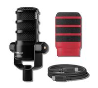 Rode PodMic USB Dynamic Broadcast Microphone with Red WS14 Pop Filter