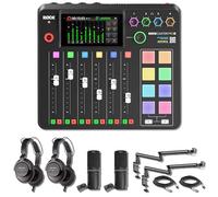 Rode RODECaster Pro 2 Podcast Production Console with 2x Zoom ZDM-1 Podcast Microphone Packs and 2x StreamEye LowPro Low Profile Mic Arms