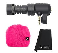 Rode Videomic Me Handheld Condenser Directional Microphone for Smartphones with 3.5 mm Socket + WS9 Deluxe Wind Protection Pink + Keepdrum Microfibre Cloth