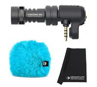 Rode Videomic Me Mini Microphone, Mic Phone Condenser Directional for Smartphones with 3.5 mm Socket + WS9 Deluxe Wind Protection Blue + Keepdrum Microfibre Cloth