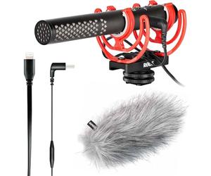 Rode Videomic NTG Broadcast Camera Microphone + SC15 Connection Cable USB-C to Light-ning + Keepdrum Fur Wind Protection