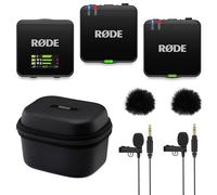 Rode Wireless GO Gen 3 2-Channel Wireless Microphone System with Charging Case + 2 Lavalier GO Microphones and 2 Fur Windshield