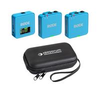 Rode Wireless GO Gen 3 Wireless 2-Channel Microphone Radio System Blue with Keepdrum Soft Case