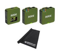 Rode Wireless GO Gen 3 Wireless 2-Channel Microphone Radio System Moss Khaki with Keepdrum Microfibre Cloth