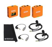 Rode Wireless GO Gen 3 Wireless 2-Channel Microphone Radio System Orange with 2 x Smartlav+ Lapel Microphone and 2 x SC3 Adapters and Keepdrum Cloth