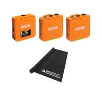 Rode Wireless GO Gen 3 Wireless 2-Channel Microphone Radio System Orange with Keepdrum Microfibre Cloth
