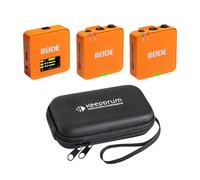 Rode Wireless GO Gen 3 Wireless 2-Channel Microphone Radio System Orange with Keepdrum Soft Case