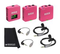 Rode Wireless GO Gen 3 Wireless 2-Channel Microphone Radio System Pink with 2 x Smartlav+ Lapel Microphone and 2 x SC3 Adapters and Keepdrum Cloth