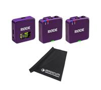 Rode Wireless GO Gen 3 Wireless 2-Channel Microphone Radio System Purple with Keepdrum Microfibre Cloth