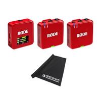 Rode Wireless GO Gen 3 Wireless 2-Channel Microphone Radio System Red with Keepdrum Microfibre Cloth