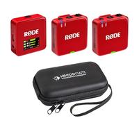 Rode Wireless GO Gen 3 Wireless 2-Channel Microphone Radio System Red with Keepdrum Soft Case