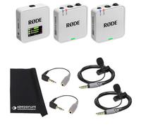 Rode Wireless GO Gen 3 Wireless 2-Channel Microphone Radio System White with 2x Smartlav+ Lapel Microphone and 2x SC3 Adapters and Keepdrum Cloth