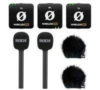 Rode Wireless ME Dual Microphone Radio System + 2 x Interview GO Hand Adapters + 2 x Keepdrum Fur Wind Protection BK