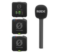 Rode Wireless Pro Wireless Microphone System Bundle with Interview GO Black Handheld Adaptor - 32-bit Float Timecode Wireless Mic Kit for Mobile Journalism, Reporting, Solo Interviews, Newsgathering