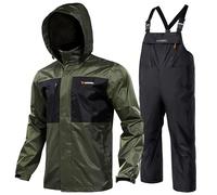 Rodeel Mens Waterproof Jacket and Overalls Set Windproof Rain Jacket Bid Suit Ultimate Protection for Outdoor Adventures