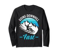 Rodel Piste Going DOWNNHILL Fast Funny Sled Training Long Sleeve T-Shirt