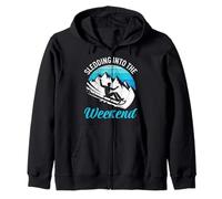 Rodel Piste SLEDDING INTO THE WEEKEND FUNNY Bobsleigh driver Zip Hoodie