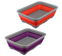 Roden Collapsible Washing up Bowl, Portable 10L Water Storage Basin and Space Saving Plastic Washtub with Easy Pop Out Plastic Design Ideal for Cleaning & Camping(red and Purple).