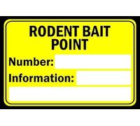Rodent bait point, custom number and informations white box - Self adhesive sticker (200mm x 150mm)