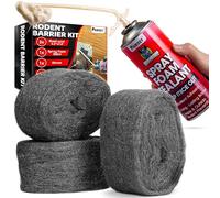 Rodent Barrier Kit, 3PCS Steel Wool Included PU Foam Hole Filler, 3.2"x7.5’ Steel Wool for Mice Control, Rodent Control Fill Fabric, Gloves, Scissors, Gap Blocker in Hole Pipeline Vent in House Garage