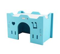 Rodent Cage Hamster House Star Heart Design Cage Hideout Small Animal for Hamster Cage(Sky Blue)