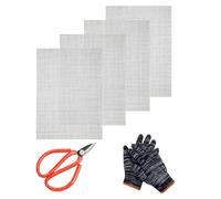 Rodent Mesh with Scissors and Gloves, 300x 210mm 304 Stainless Steel Mesh, Rodent Mesh 20 Mesh, A4 Professional Insect Rodent Control Mesh Pest Proofing for Vents, Windows, Filter