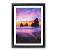 Rodeo Beach Painting Modern Framed Print | A4 Black Framed Wall Art | Ready to Hang | Modern Beach Picture | Living Room Bedroom Lounge Office