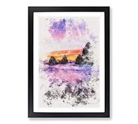 Rodeo Beach Watercolour Framed Print | A2 Black Framed Wall Art | Ready to Hang | Modern Beach Picture | Living Room Bedroom Lounge Office
