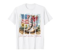 Rodeo Country Cowgirl Boots Cowboy Western 4th Of July USA T-Shirt