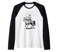Rodeo Cowboy Graphic Tee Dark Western Horse Art Cowboy Raglan Baseball Tee