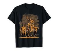 Rodeo Cowboy - Retro Cowgirl Steer Roping Art T-Shirt