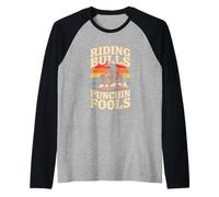 Rodeo Cowboy Riding Bulls Punchin Fools Raglan Baseball Tee