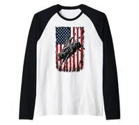 Rodeo Cowboy Western USA Flag Cowboy Raglan Baseball Tee