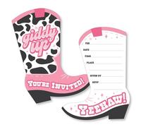 Rodeo Cowgirl - Shaped Fill-In Invitation Cards - 12 Count | Pink Western Party or Birthday Invites, Premium Date,Name & Place Fill-In Paper Invitations,Envelopes Included, USA-made