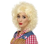 Blonde Rodeo Doll Wig - ladies 80s cowgirl rodeo doll wig fancy dress womens wild west costume accessory blonde dolly parton adult womans