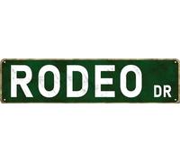 Rodeo Dr. Amusement Park Scenic Retro Metal Tin Sign Amusement Park Scenic Vintage Country Road Signs Man Cave Wall Decor 4x16 inches