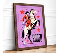 Rodeo Energy Retro Framed Wall Art Print A4 (29.7×21cm) Walnut, Wall Decor for Living Room, Bedroom, Office & Home, Ready to Hang, Art Gift