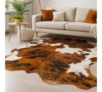 rodeo Genuine Cowhide Rug: Hand-Picked & Authentic Real Cowhide Rug for Country Home Decor - Cow Hide Rug Large Sized at 6x7ft - Cozy, Unique, Durable, Leather Cow Carpet Rugs - Tricolor