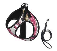 Rodeo Glam Pink Zebra Print No Pull Dog Harness and Leash Set, Cute Reflective Adjustable Vest for Small Dogs,Breathable Mesh Puppy Harness for Walking Hiking,Small