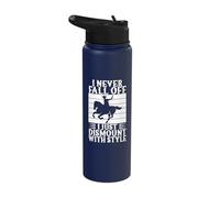 Rodeo Horse Riding I Never Fall Off Cowboy Stainless Steel Insulated Water Bottle
