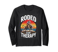 Rodeo is My Therapy Western Bull Riding Cowboy Long Sleeve T-Shirt
