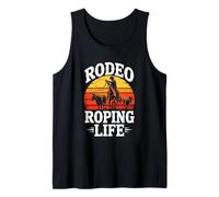 Rodeo Roping Life Cowboy Team Roper Sunset Tank Top