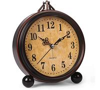 Battery Alarm Clock,Night Light,Vintage Hangable Super Silent Non Ticking Analog Table Clock for Bedroom Bedside, Desk,Shelf