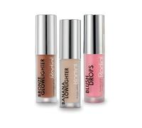 Rodial Glow Trio Set - Travel Size - Blush Drops Frosted Pink 2ml + Banana Lowlighter 1.6ml + Bronze Glowlighter 2ml - Hydrating, Brightening & Sculpting Kit for Luminous Complexion