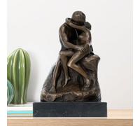 Rodin’s ‘The Kiss’ Bronze Statue - Handcrafted Romantic Sculpture, Iconic Auguste Rodin Lovers Embrace Figurine for Home, Office & Art Collectors