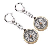 Rodipu Pocket Compass, Outdoor Vintage 2pcs Compass Keychain, Mini Navigation for Mountaineering Hiking Camping