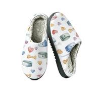Rodisod Women's Fuzzy Slippers Cosy Memory Foam Indoor Winter House Shoes | Dog Bowls Bones Cosy Warm Soft House Slippers Slip-On Non-Slip Lightweight Home Bedroom for Women Men