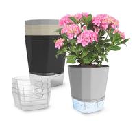 Rodison 6PCS Self Watering Plant Pots - 6 Inch Plastic Planters with Wick, Saucers & Drainage Holes, Lazy Garden Flower Pots for Indoor Outdoor Plants, Herbs, Succulents