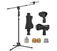 Rodison Microphone Stand, Tripod Boom Floor Mic Stand with Mic Clips & Screw Adapter, Heavy Duty Adjustable Microphone with Stand for Performance Singing Speech Wedding Stage and Outdoor